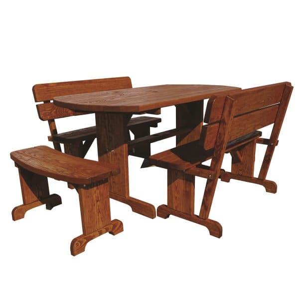 Wooden 5' Oval Table W/ Benches Set