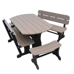 Oval Picnic Table Set W/ Benches