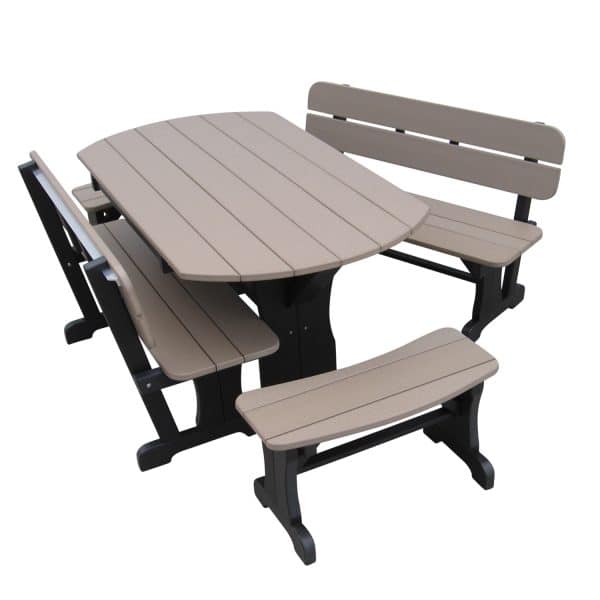 Oval Picnic Table Set W/ Benches