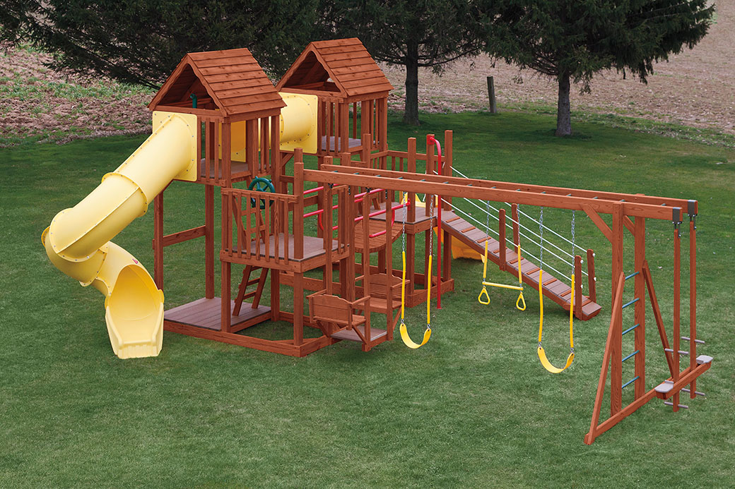 childrens wooden swing set